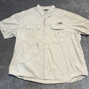 Eddie Bauer Mens Tan Short Sleeve Button Up Shirt Vented Mesh Back Size 3XL